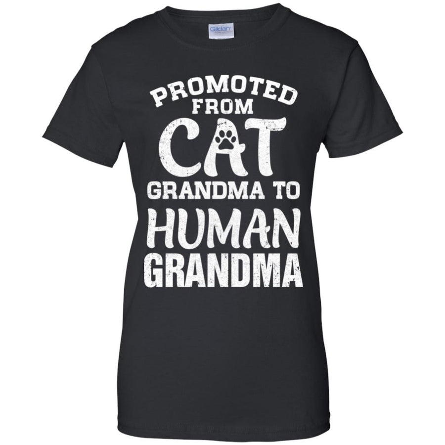Promoted From Cat Grandma To Human Grandma Gifts-T-Shirt & Hoodie-Women's T-Shirt-Black