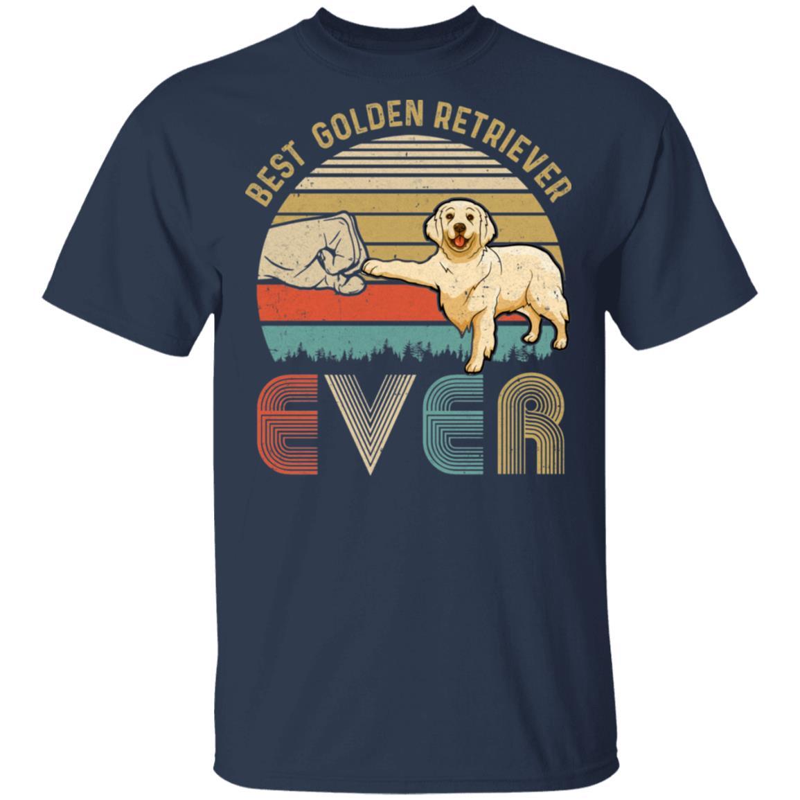 Vintage Best Golden Retriever Dad Ever Bump Fit Funny Dad Gifts-T-Shirt & Hoodie-Classic T-Shirt-Navy