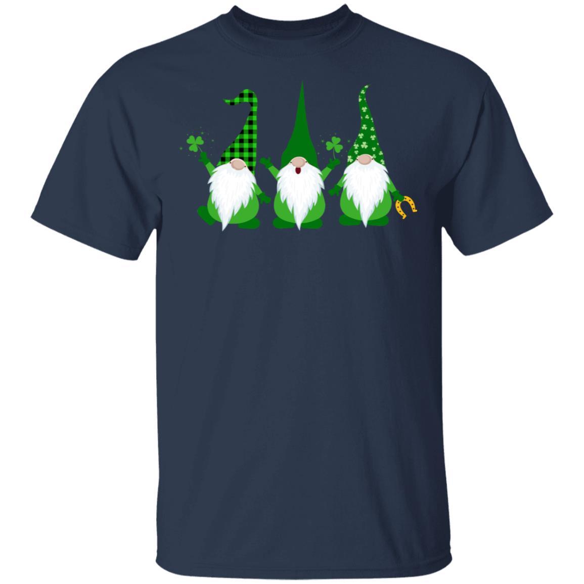 Three Gnomes Holding Shamrocks St Patricks Day Boys Girls-T-Shirt & Hoodie-Classic T-Shirt-Navy