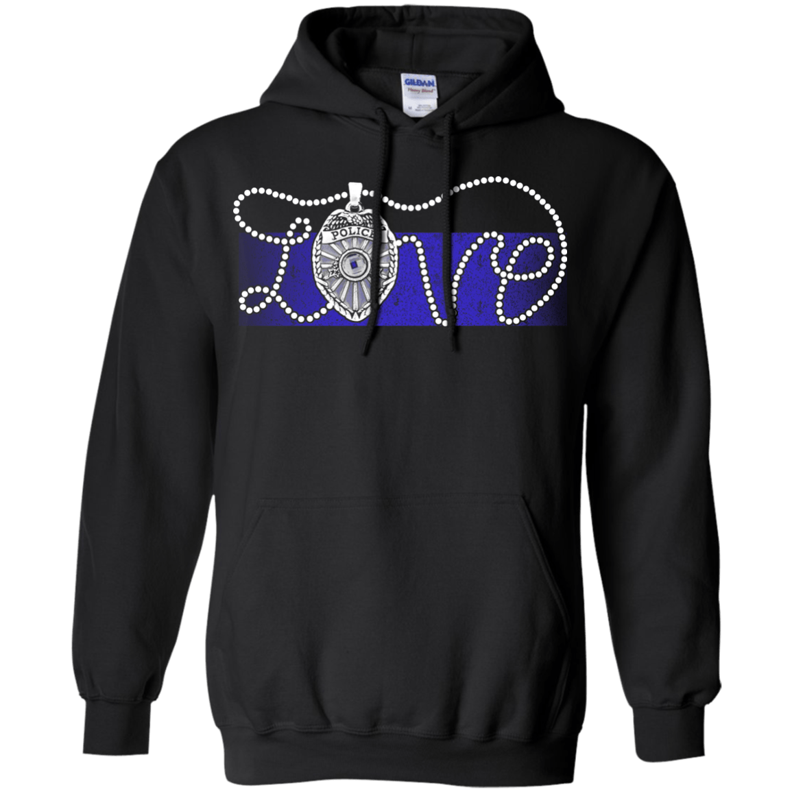 Love Thin Blue Line-T-Shirt & Hoodie-Pullover Hoodie-Black