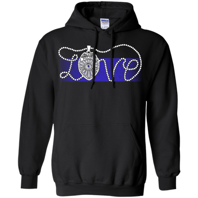 Love Thin Blue Line-T-Shirt & Hoodie-Pullover Hoodie-Black
