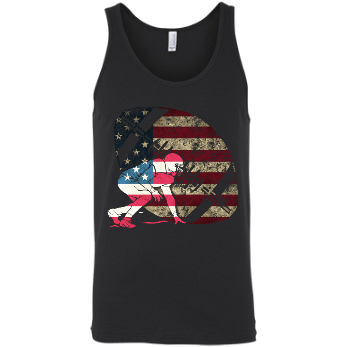 Tackle Football America Flag-T-Shirt & Hoodie-Unisex Tank-Black