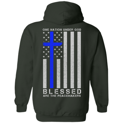 One Nation Under God Thin Blue Line-T-Shirt & Hoodie-Pullover Hoodie-Forest Green