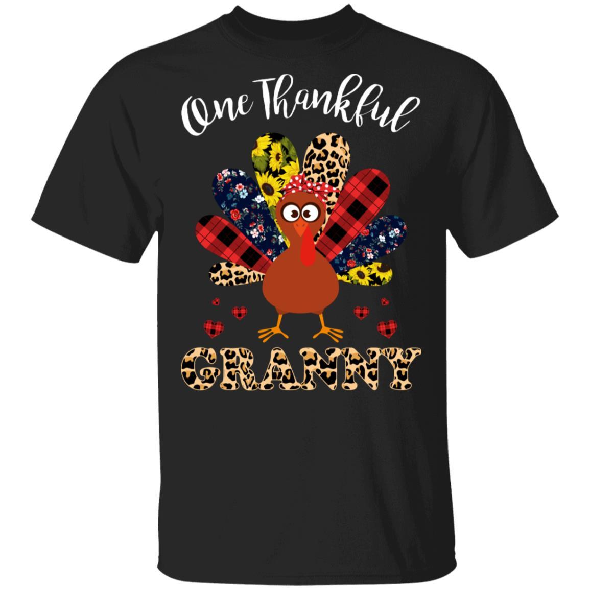 One Thankful Granny Leopard Turkey Thanksgiving Gift-T-Shirt & Sweatshirt-Classic T-Shirt-Black