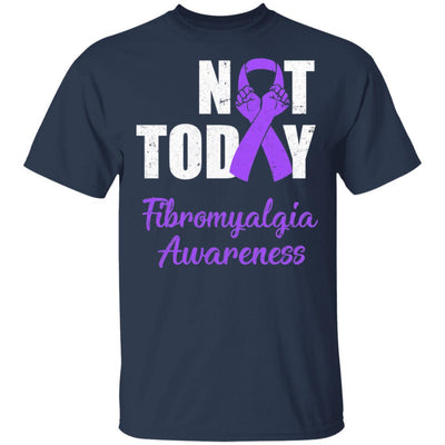 Support Fibromyalgia Awareness Purple Ribbon Not Today-T-Shirt & Hoodie-Classic T-Shirt-Navy