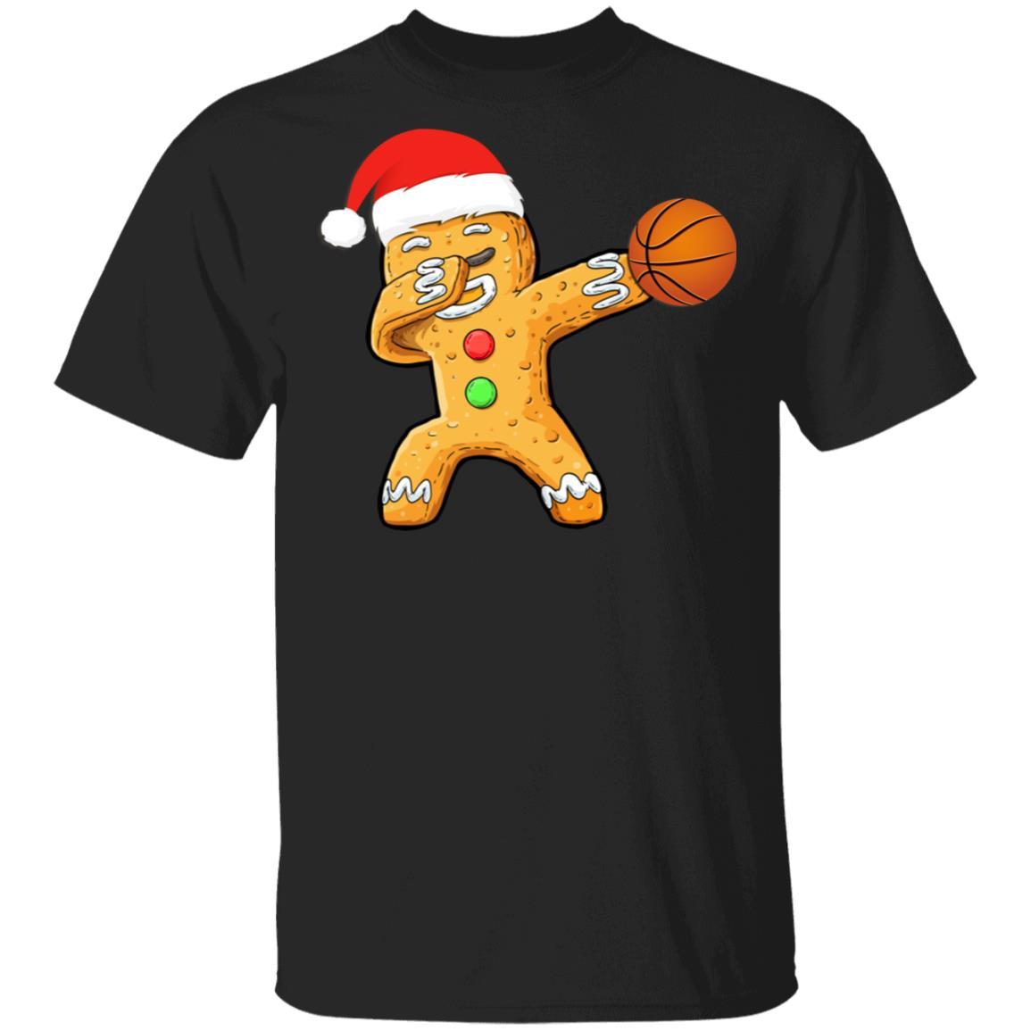 Dabbing Gingerbread Santa Basketball Christmas Pajama Gifts-T-Shirt & Sweatshirt-Classic T-Shirt-Black