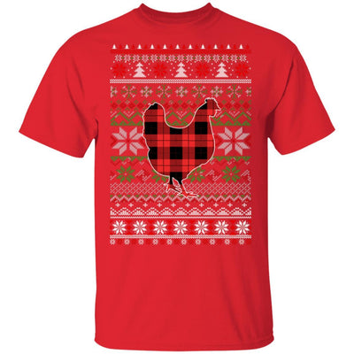 Chicken Red Plaid Ugly Christmas Sweater Funny Gifts-T-Shirt & Sweatshirt-Classic T-Shirt-Red