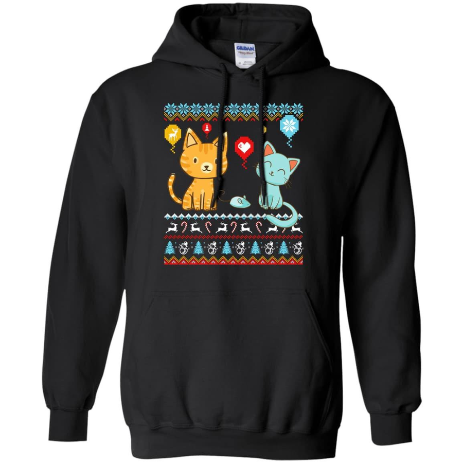 Halo Halo Christmas Cat Lover-T-Shirt & Hoodie-Pullover Hoodie-Black