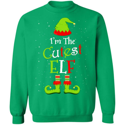 I'm The Cutest Elf Family Matching Funny Christmas Group Gift-T-Shirt & Sweatshirt-Crewneck Sweatshirt-Irish Green