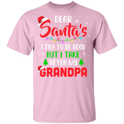 Dear Santa I Tried To Be Good But My Grandpa Christmas Kids Youth-Youth Shirt-Youth T-Shirt-Light Pink