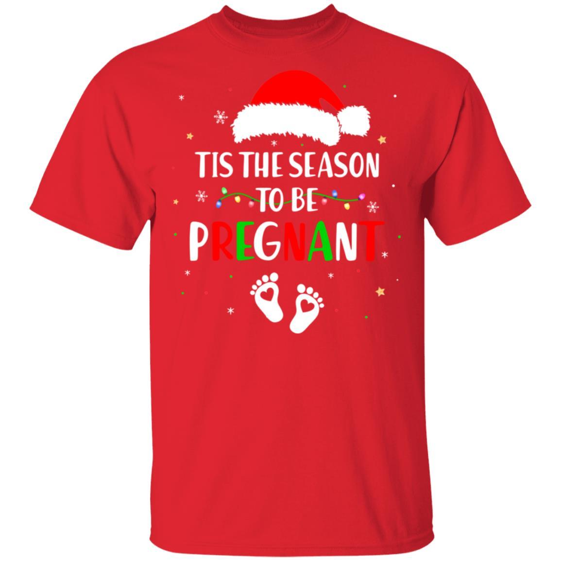 Tis The Season To Be Pregnant Funny Pregnancy Announcement-T-Shirt & Sweatshirt-Classic T-Shirt-Red