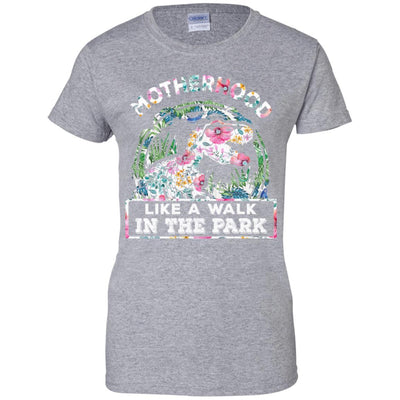 Motherhood Is A Walk In The Park Funny Dinosaur T-Rex-T-Shirt & Tank Top-Women's T-Shirt-Sport Grey