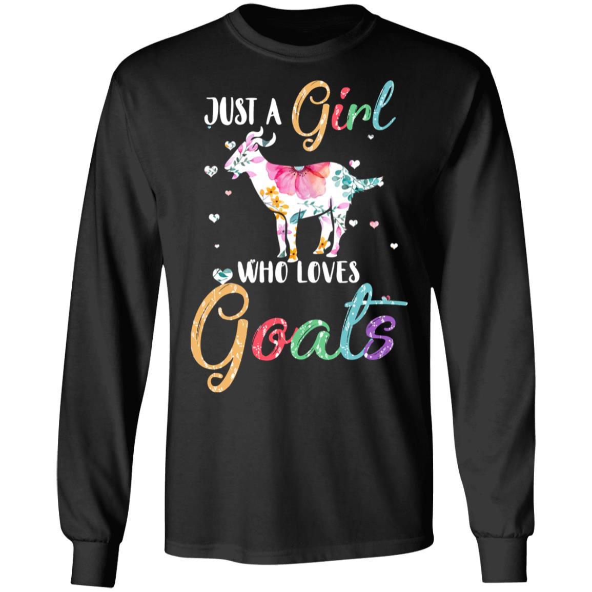 Just A Girl Who Loves Goats Cute Goat Lover-T-Shirt & Hoodie-Long Sleeve T-Shirt-Black