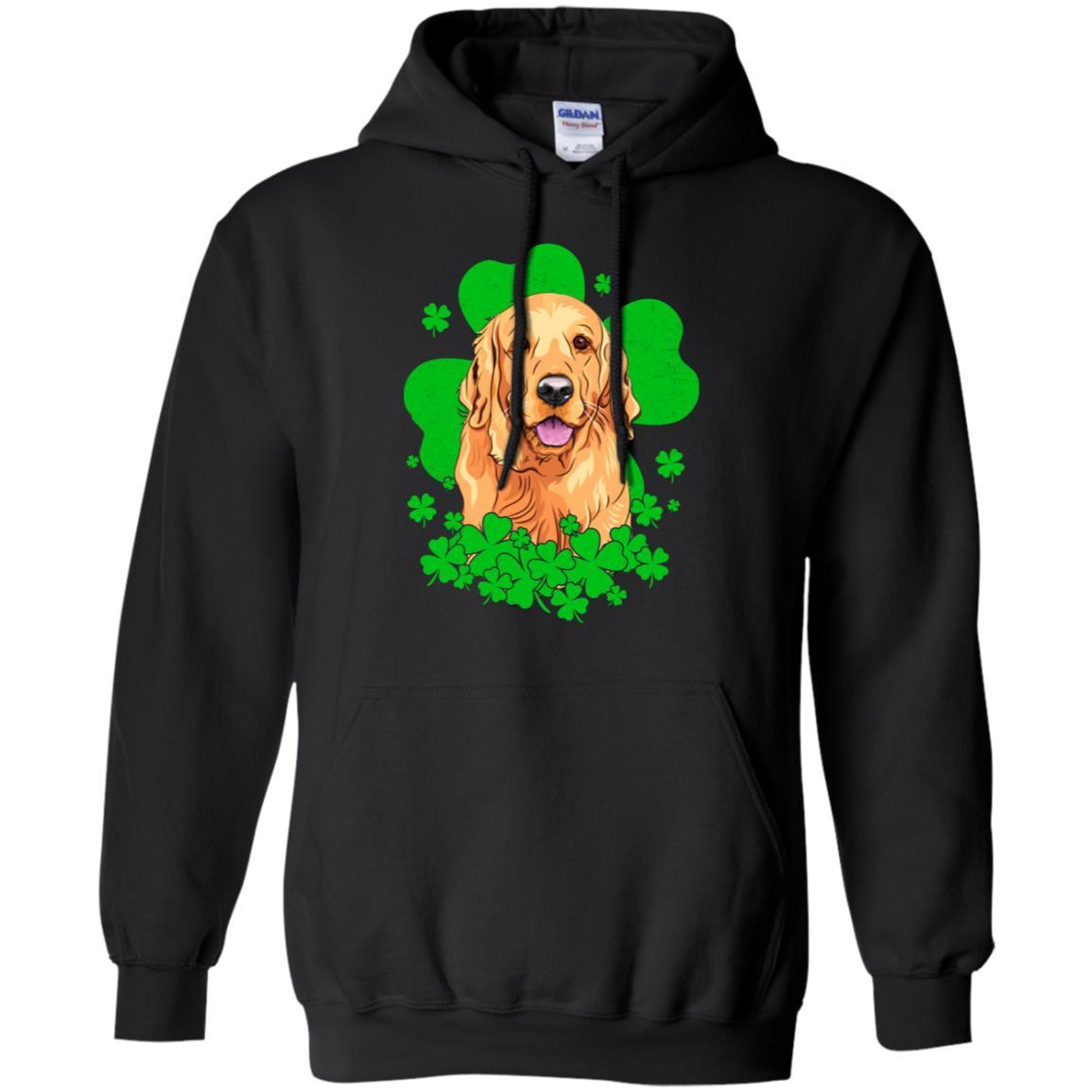 Golden Retriever St. Patrick's Day Clovers-T-Shirt & Hoodie-Pullover Hoodie-Black