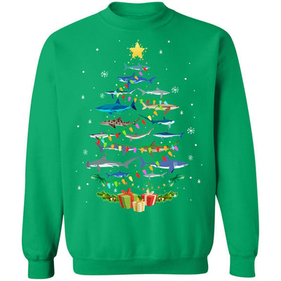 Shark Christmas Tree Shark Lovers Gifts Men Women Kids-T-Shirt & Sweatshirt-Crewneck Sweatshirt-Irish Green