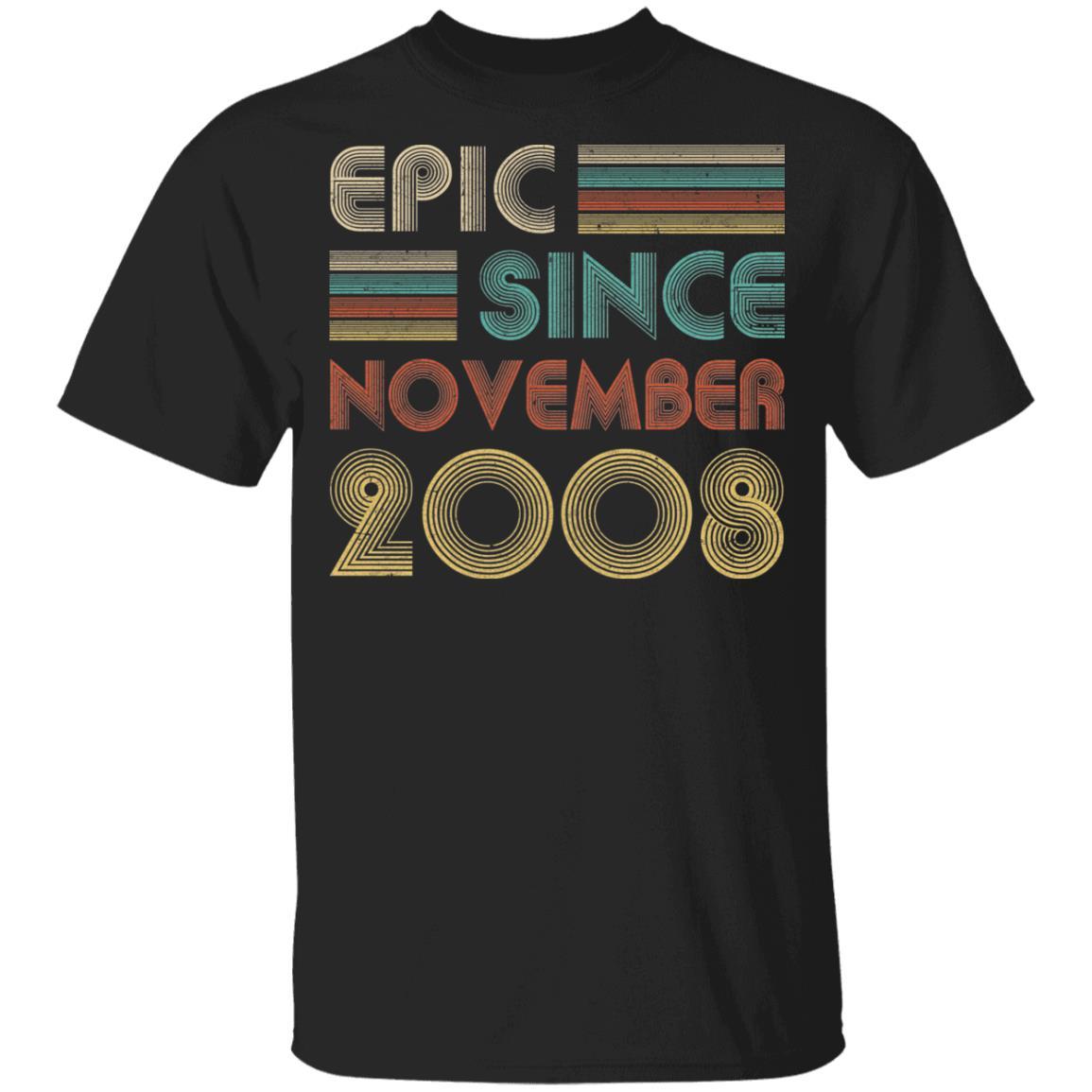 Epic Since November 2008 Vintage 13th Birthday Gifts Youth-Youth Shirt-Youth T-Shirt-Black