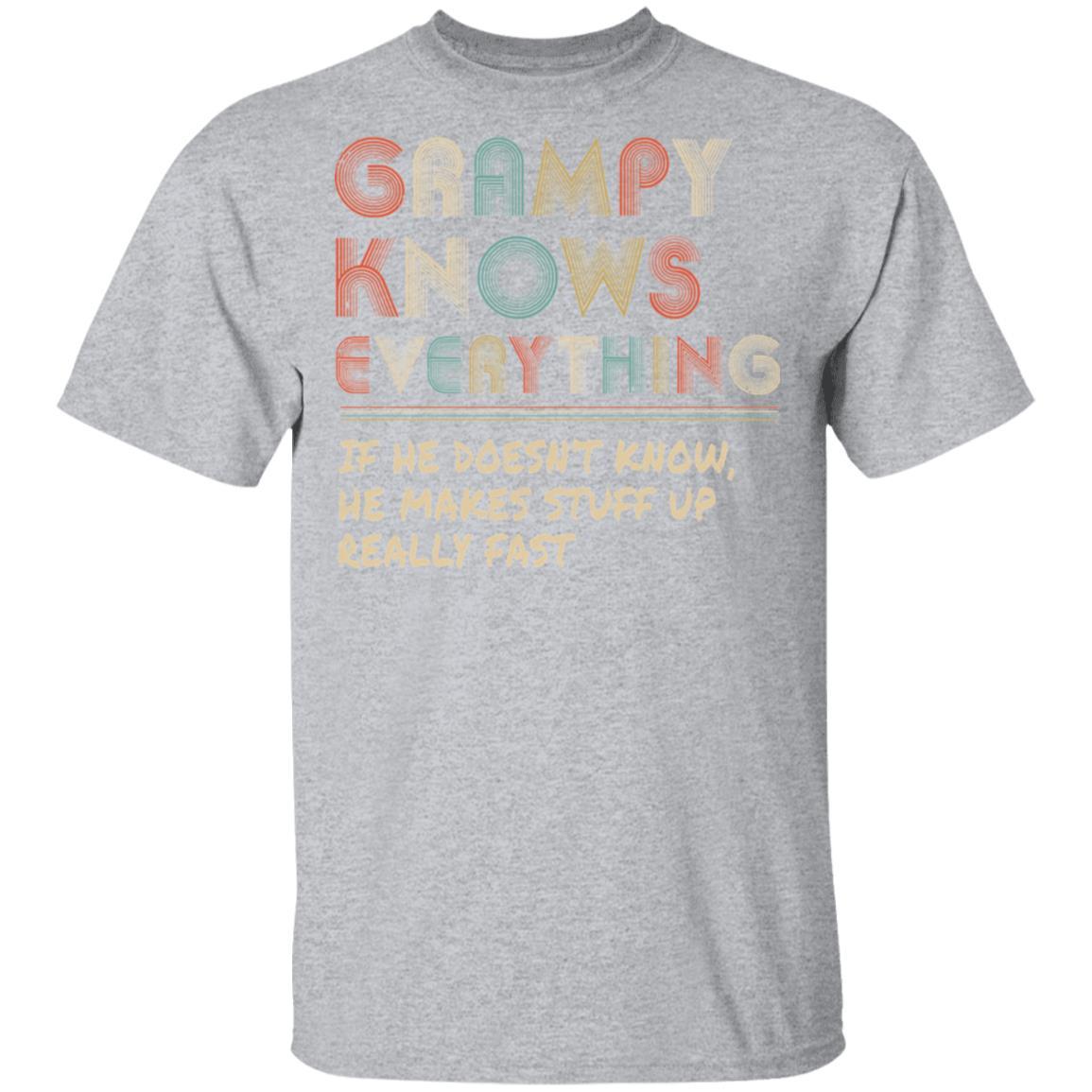 Grampy Know Everything Vintage Grampy Father's Day Gift-T-Shirt & Hoodie-Classic T-Shirt-Sport Grey