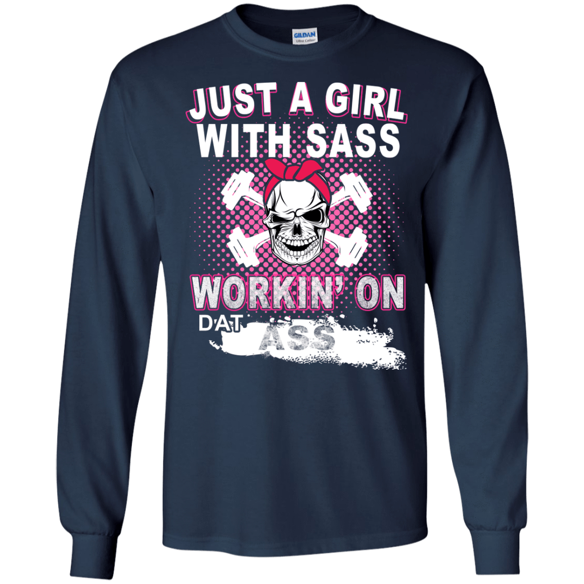 JUST A GIRL WITH SASS-T-Shirt & Hoodie-Long Sleeve T-Shirt-Navy