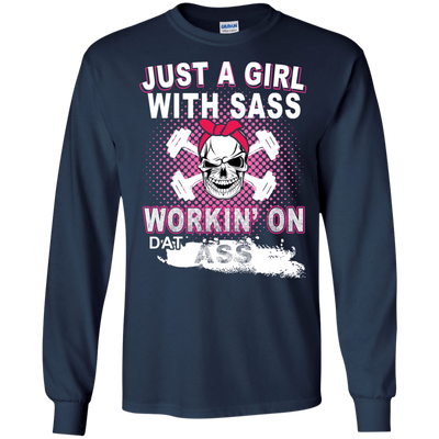 JUST A GIRL WITH SASS-T-Shirt & Hoodie-Long Sleeve T-Shirt-Navy