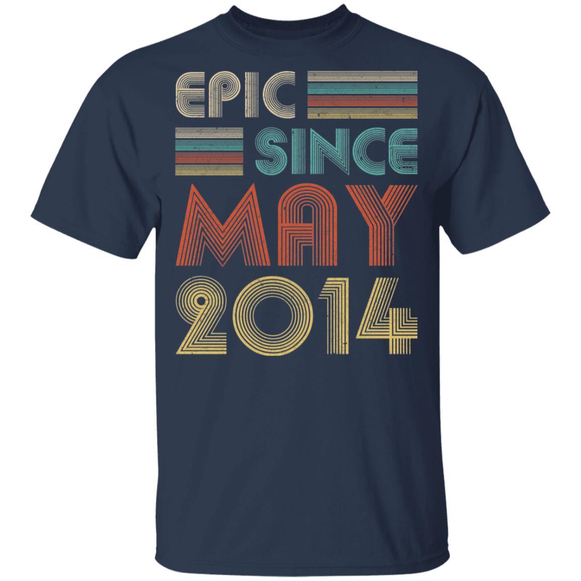 Epic Since May 2014 Vintage 7th Birthday Gifts Youth-Youth Shirt-Youth T-Shirt-Navy