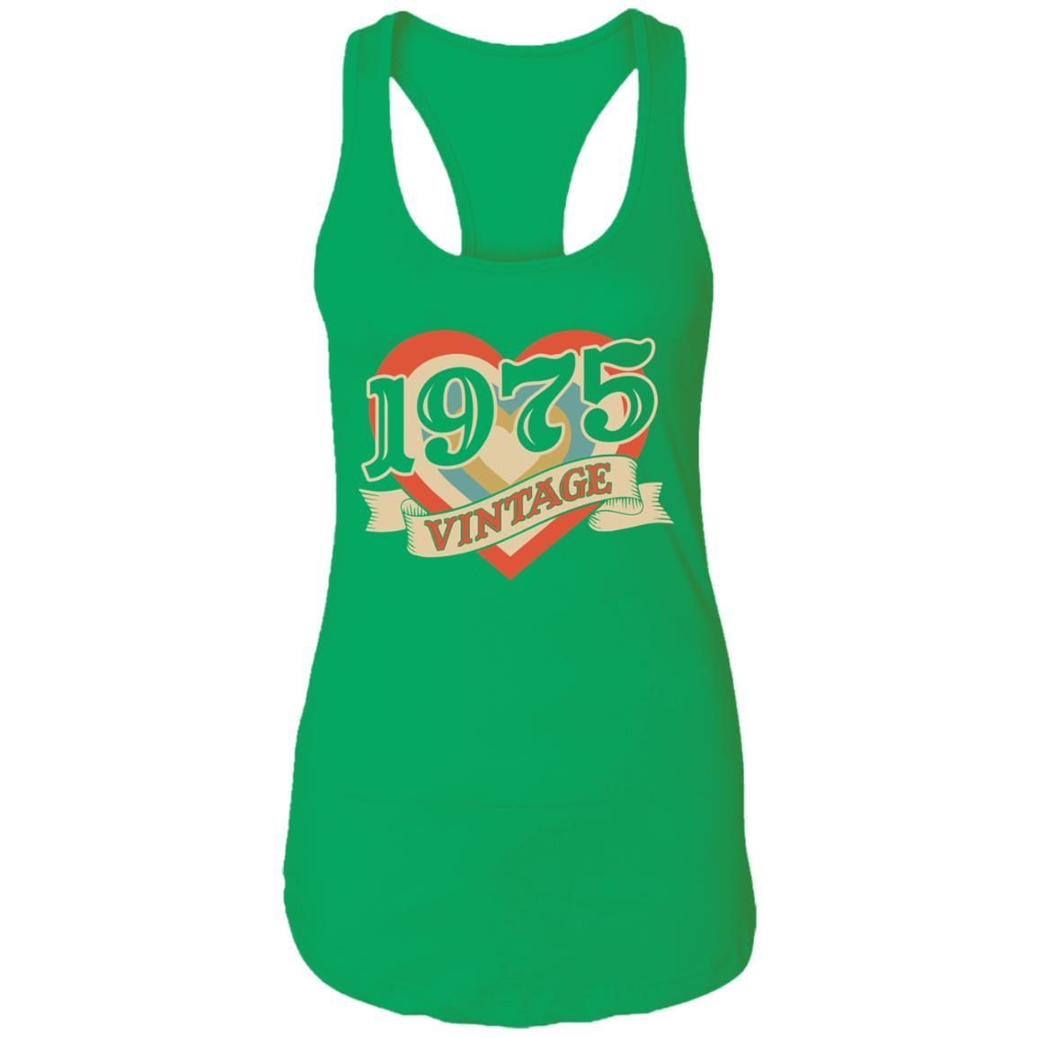46th Birthday Gifts Classic Retro Heart Vintage 1975-T-Shirt & Tank Top-Women's Ideal Racerback Tank-Kelly Green