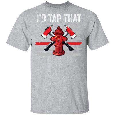 I'd Tap That Firefighter Hydrant US Thin Red Line Flag Dad-T-Shirt & Hoodie-Classic T-Shirt-Sport Grey