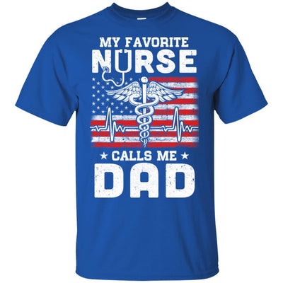 My Favorite Nurse Calls Me Dad USA Flag Father's Day-T-Shirt & Hoodie-Classic T-Shirt-Royal