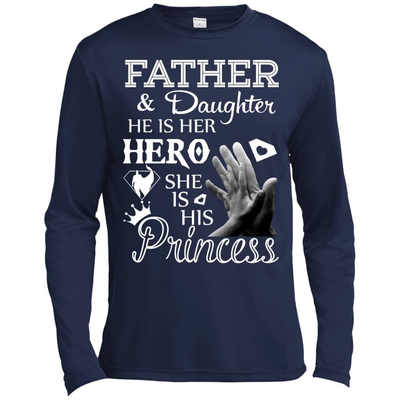 Father And Daughter He Is Her Hero-T-Shirt & Hoodie-Long Sleeve T-Shirt-Navy