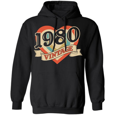 41th Birthday Gifts Classic Retro Heart Vintage 1980-T-Shirt & Tank Top-Pullover Hoodie-Black