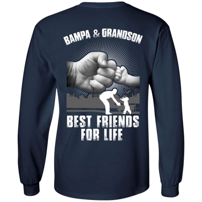 Bampa And Grandson Best Friends For Life-T-Shirt & Hoodie-Long Sleeve T-Shirt-Navy