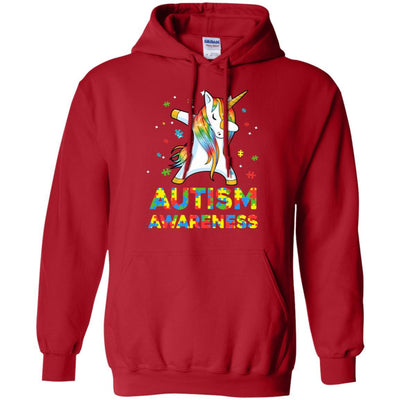 Dabbing Unicorn Puzzle Autism Awareness For Girls-T-Shirt & Hoodie-Pullover Hoodie-Red