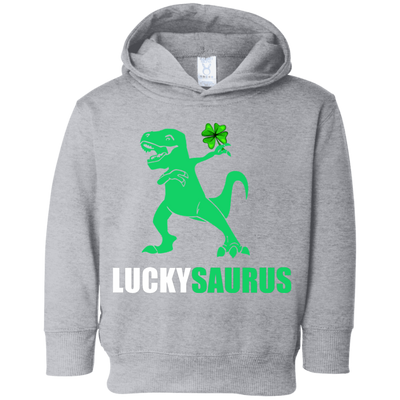 Irish Dinosaur Leprechaun St Patricks Day Luckysaurus Youth-Youth Shirt-Toddler Fleece Hoodie-Heather Grey