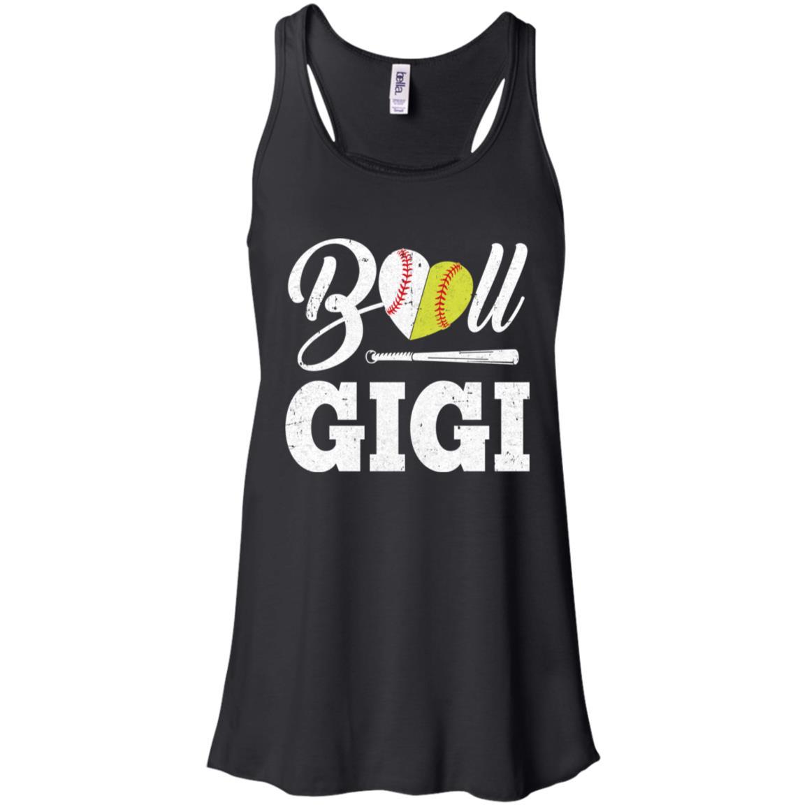 Funny Ball Gigi Softball Baseball Mothers Day Gifts-T-Shirt & Tank Top-Women's Flowy Racerback Tank-Black