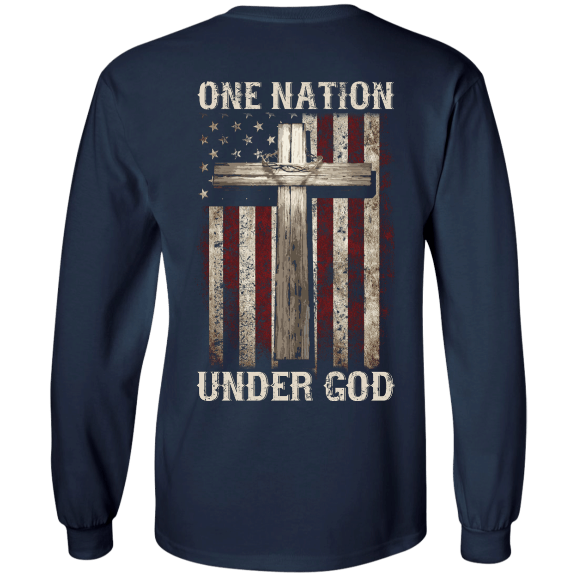 One Nation Under God-T-Shirt & Hoodie-Long Sleeve T-Shirt-Navy