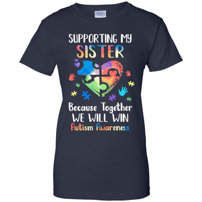 Supporting My Sister Puzzle Autism Awareness Month-T-Shirt & Hoodie-Women's T-Shirt-Navy