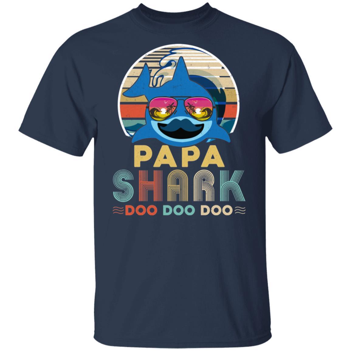 Retro Vintage Papa Shark Doo Doo Doo-T-Shirt & Hoodie-Classic T-Shirt-Navy