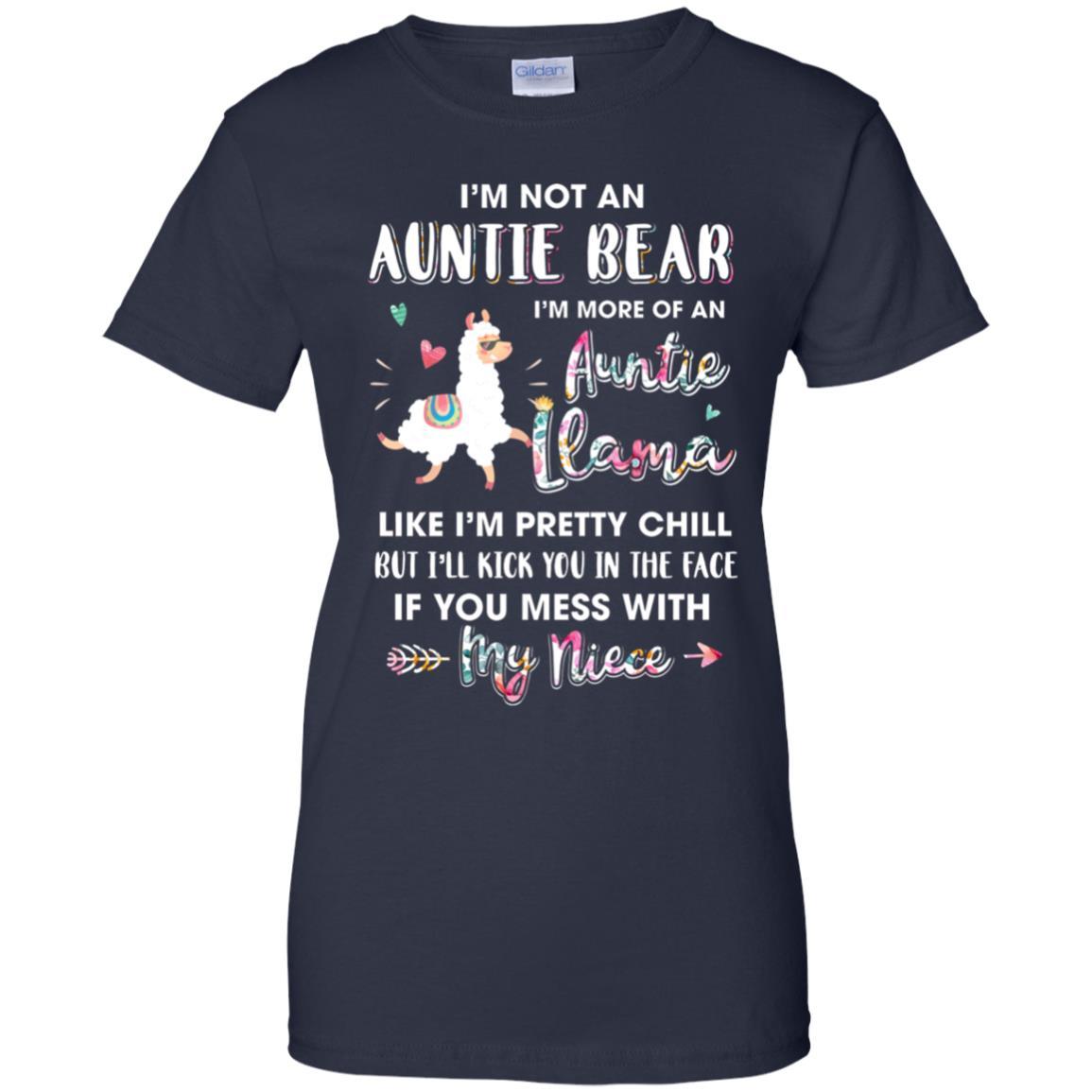 Aunt Niece Im Not Auntie Bear Im More Of Auntie Llama-T-Shirt & Hoodie-Women's T-Shirt-Navy