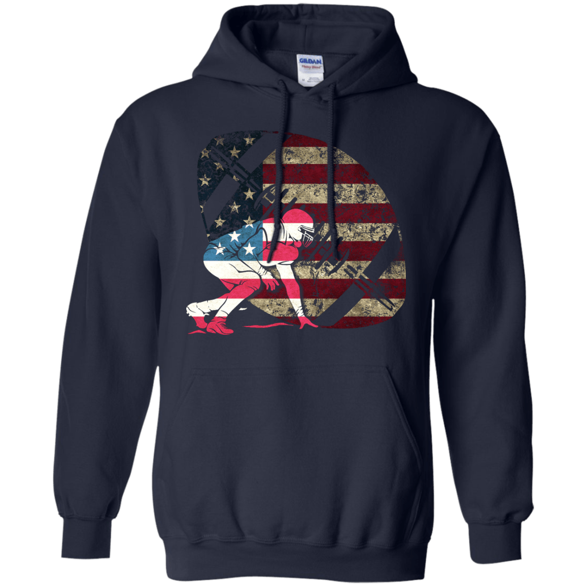 Tackle Football America Flag-T-Shirt & Hoodie-Pullover Hoodie-Navy