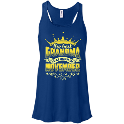 The Best Grandma Was Born In November-T-Shirt & Hoodie-Women's Flowy Racerback Tank-True Royal