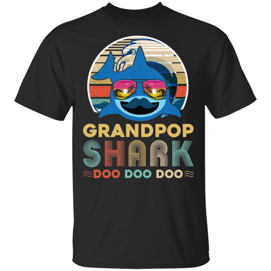 Retro Vintage Grandpop Shark Doo Doo Doo-T-Shirt & Hoodie-Classic T-Shirt-Black