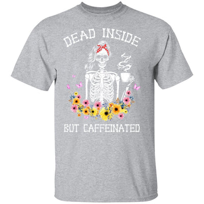 Dead Inside But Caffeinated Skeleton Flower Vintage-T-Shirt & Hoodie-Classic T-Shirt-Sport Grey