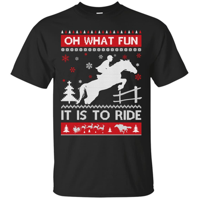 Horse Sweater Christmas Oh What Fun It Is To Ride-T-Shirt & Hoodie-Classic T-Shirt-Black