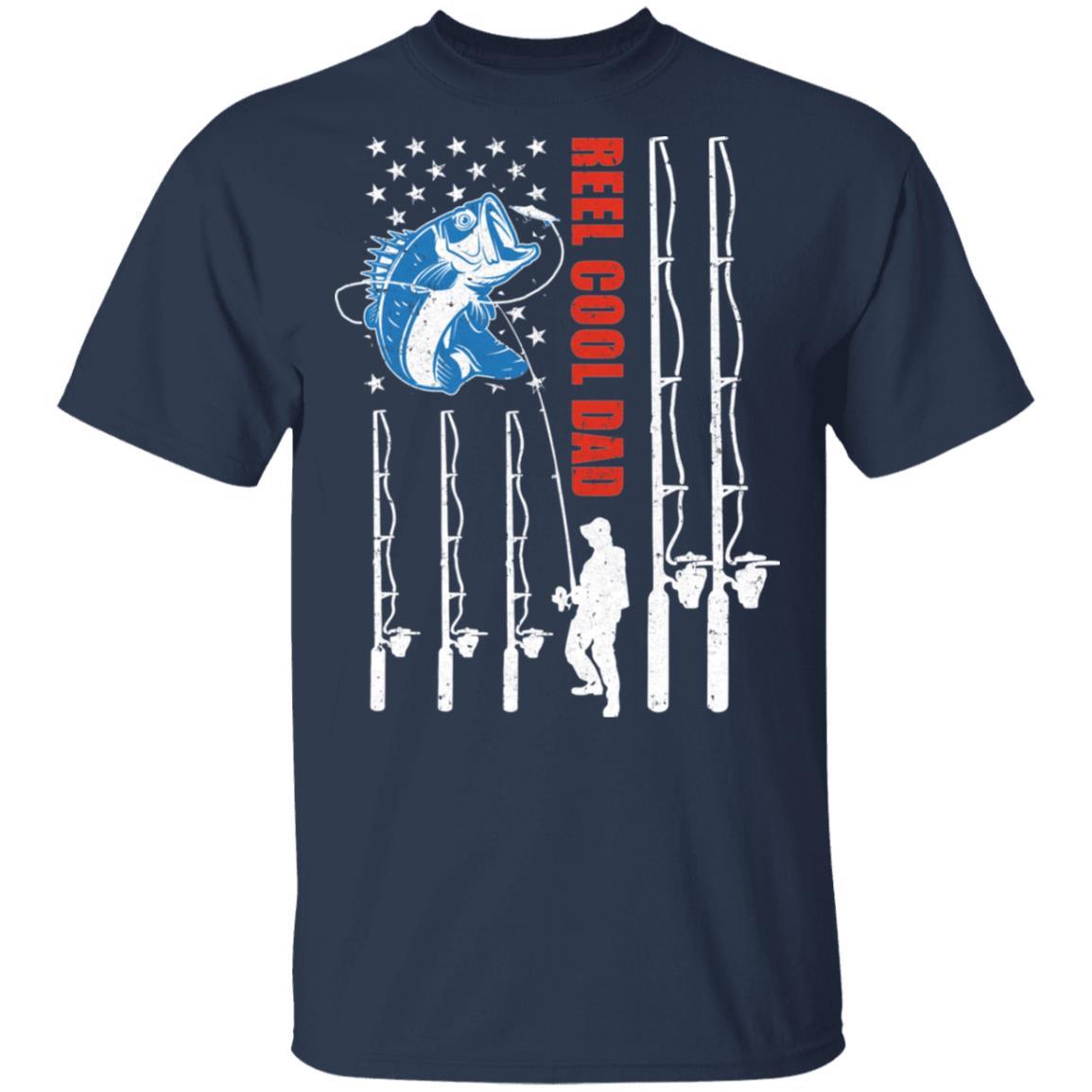 Reel Cool Dad American Flag Fish Fishing Fathers Day-T-Shirt & Hoodie-Classic T-Shirt-Navy