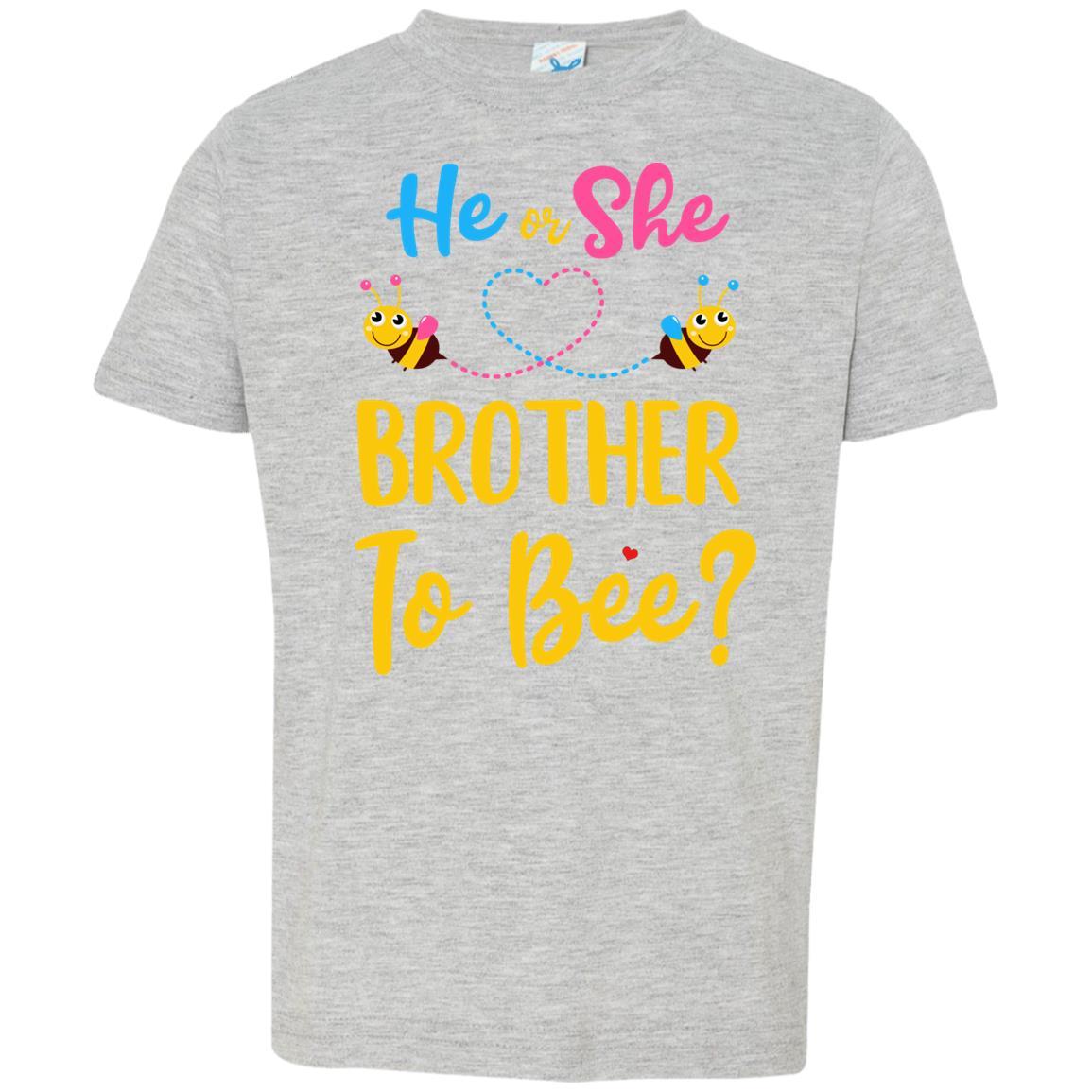 Gender Reveal Pink Blue What Will It Bee He Or She Brother Youth-Youth Shirt-Toddler T-Shirt-Heather Grey