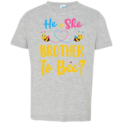 Gender Reveal Pink Blue What Will It Bee He Or She Brother Youth-Youth Shirt-Toddler T-Shirt-Heather Grey