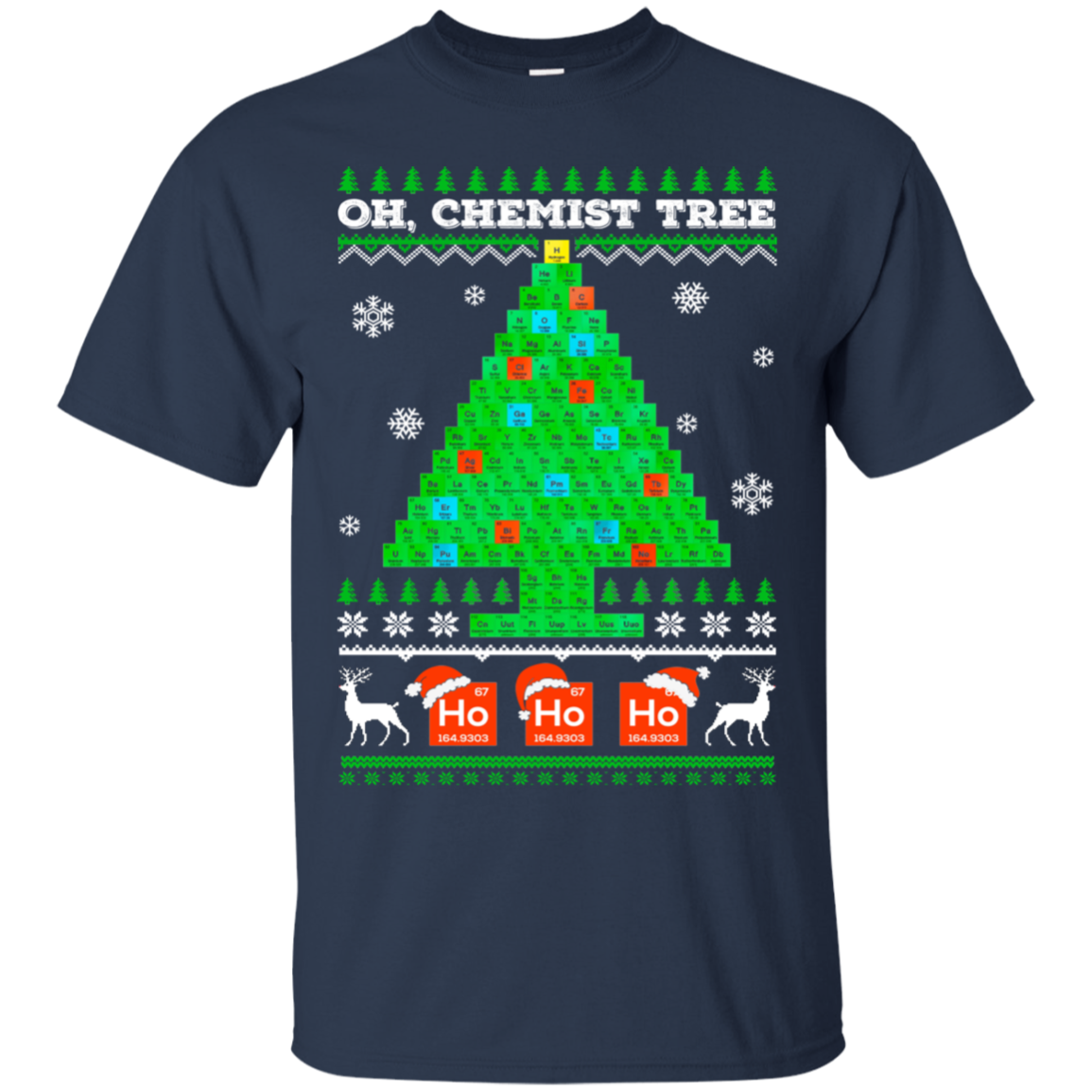 Oh Chemistry Tree Science Christmas Ugly Sweater-T-Shirt & Sweatshirt-Classic T-Shirt-Navy