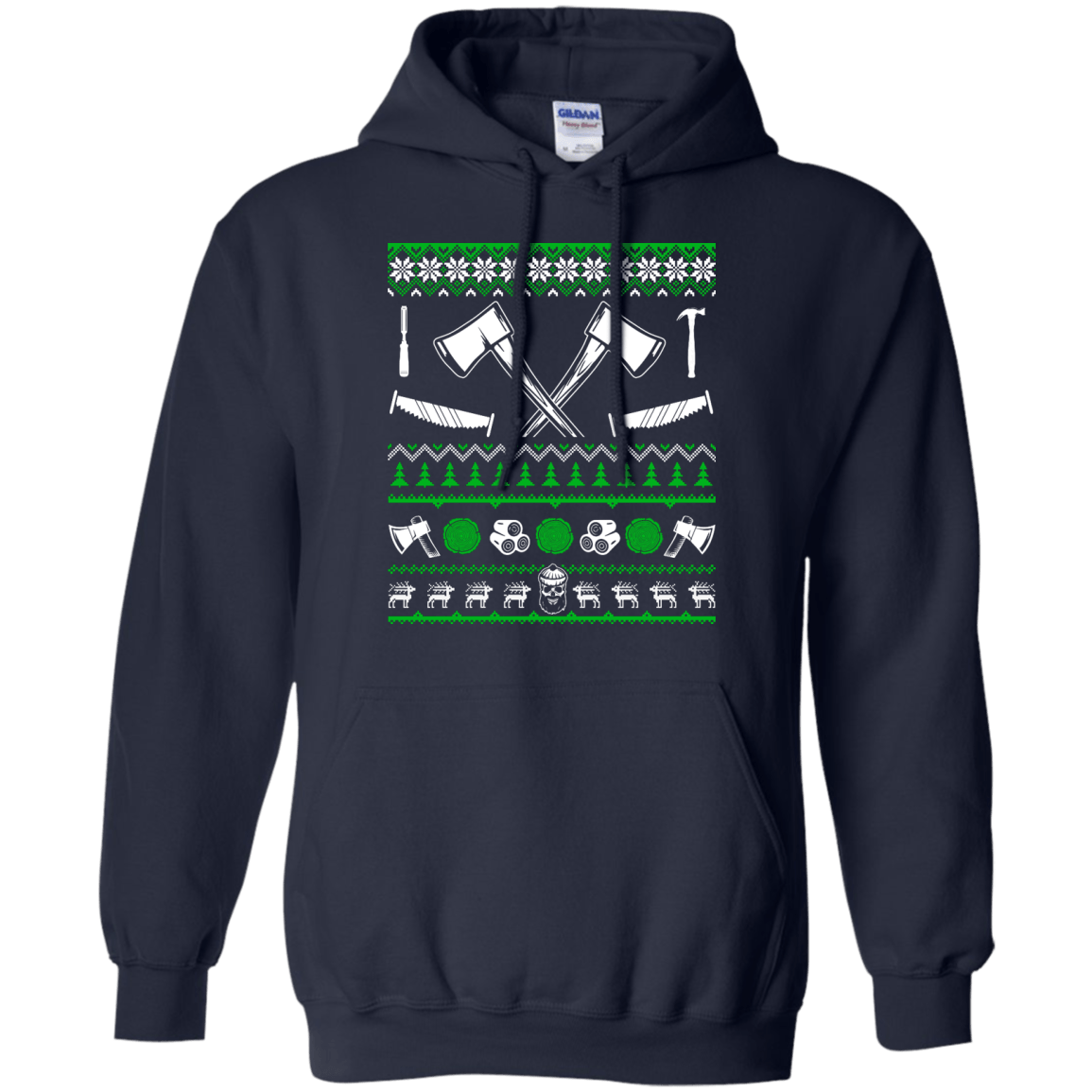 Lumberjack Christmas Sweater-T-Shirt & Hoodie-Pullover Hoodie-Navy