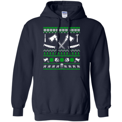 Lumberjack Christmas Sweater-T-Shirt & Hoodie-Pullover Hoodie-Navy