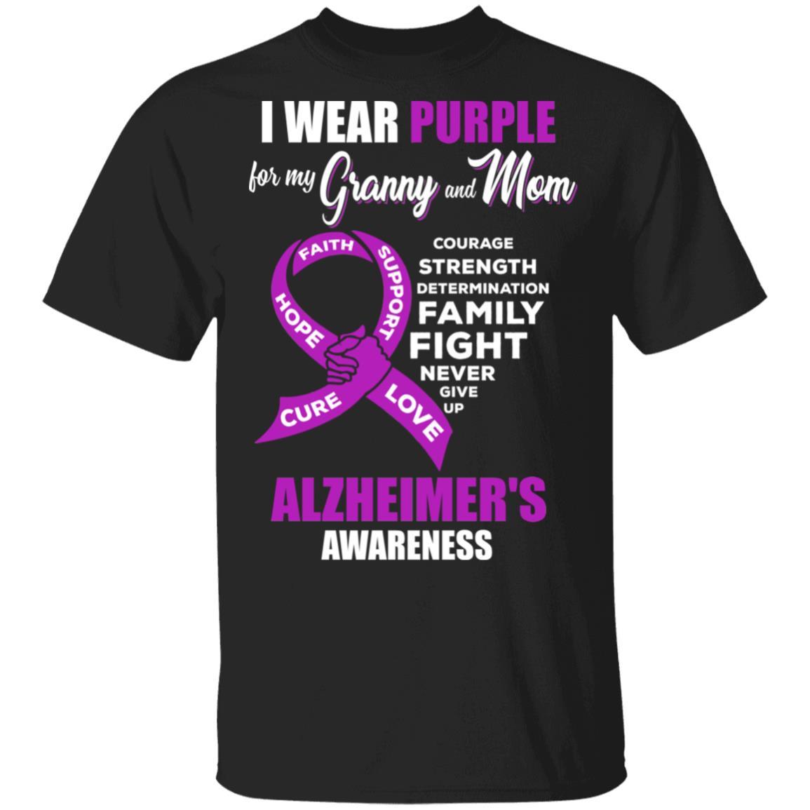 Alzheimer's Awareness I Wear Purple For My Granny and Mom-T-Shirt & Hoodie-Classic T-Shirt-Black