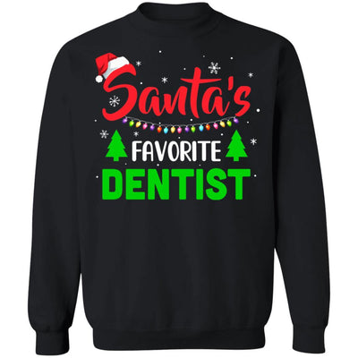Santa's Favorite Dentist Funny Christmas Xmas Gifts-T-Shirt & Sweatshirt-Crewneck Sweatshirt-Black